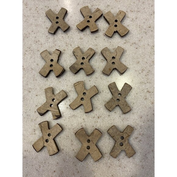 Lot 12 X-Shaped Natural Vegetable Ivory 2-hole Buttons Tagua Nut Craft Sewing - Picture 6 of 6
